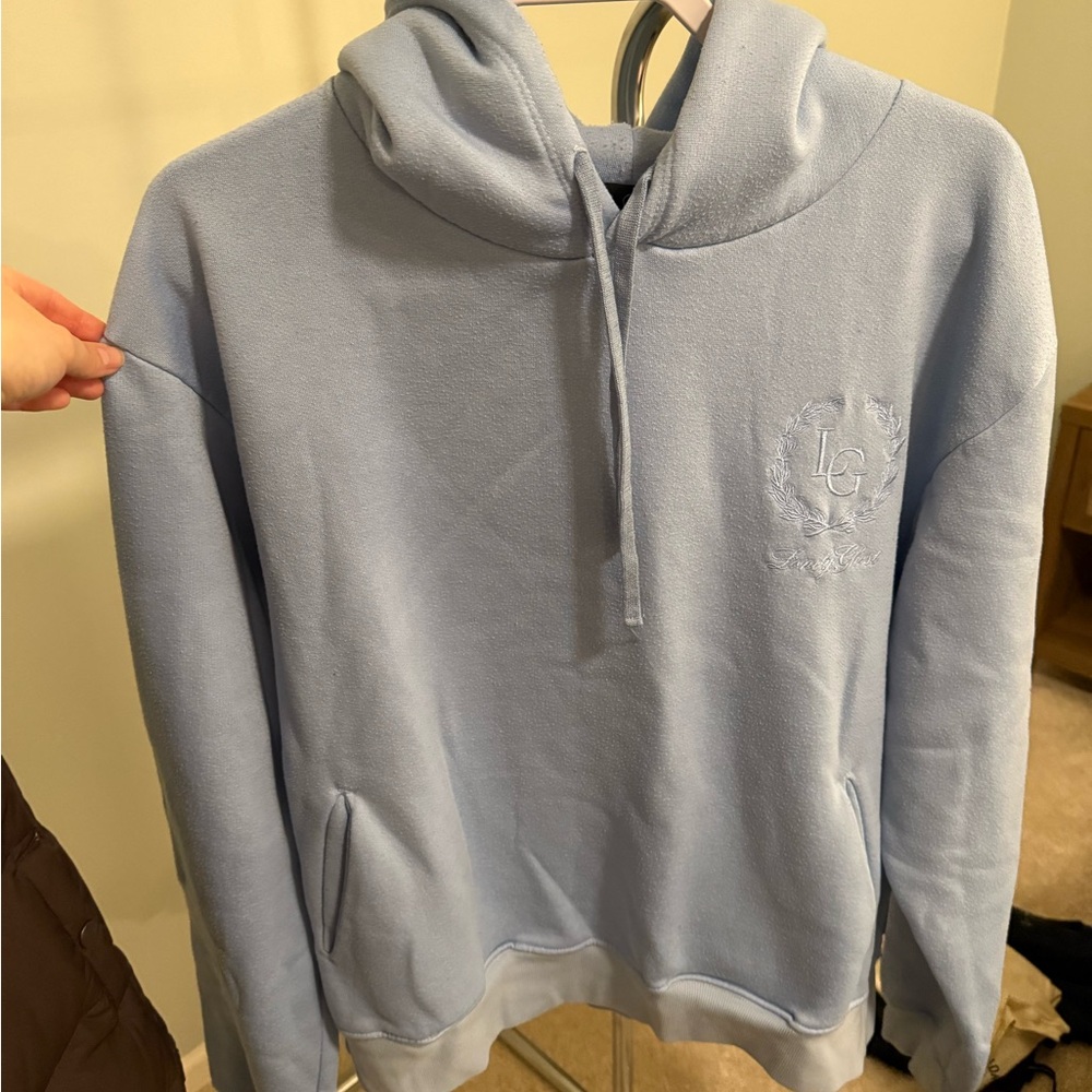 LONELY GHOST Light Blue emblem Hoodie